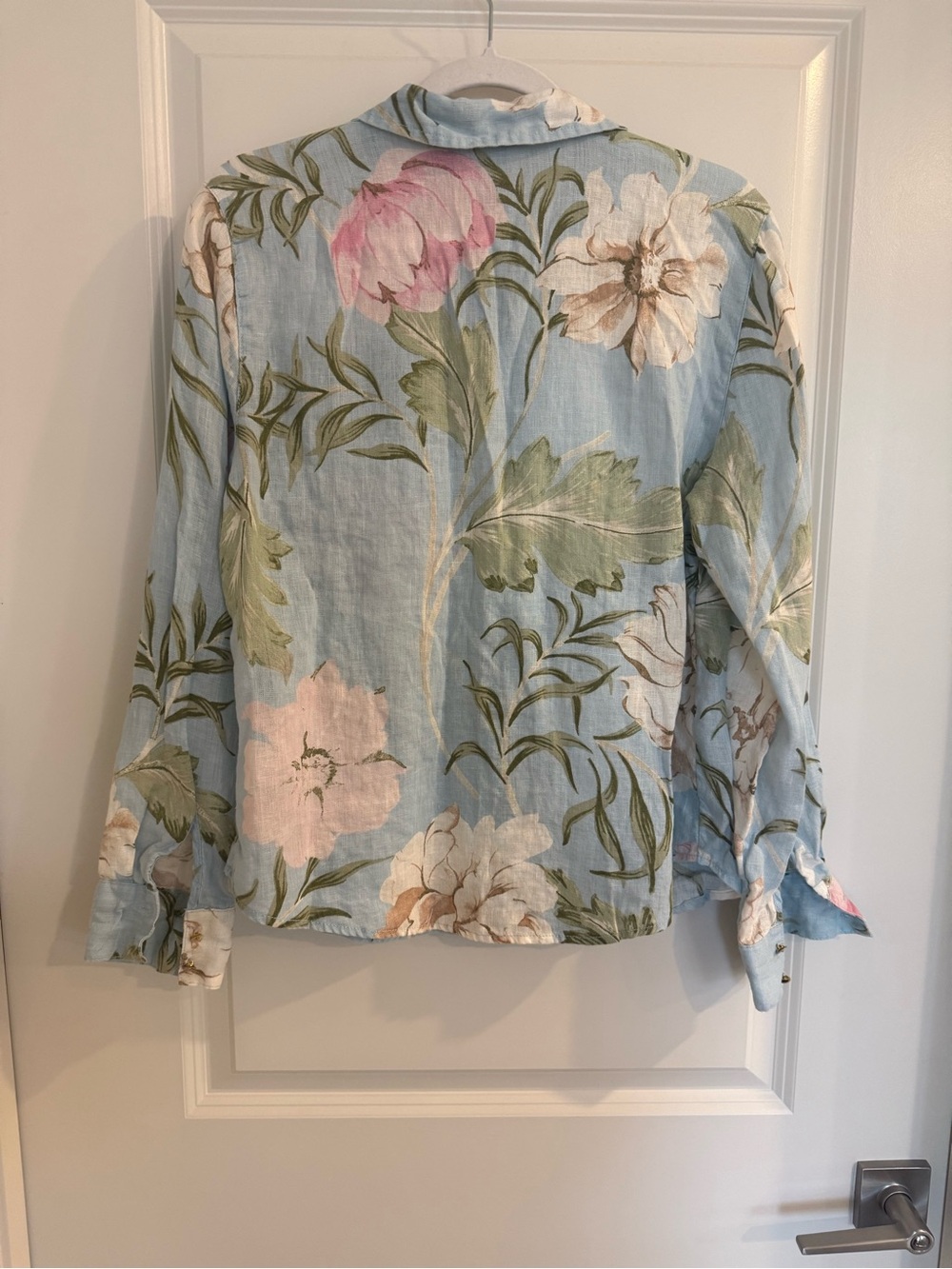 Joie Light Blue Linen Floral Button Down Shirt - Picture 2 of 6